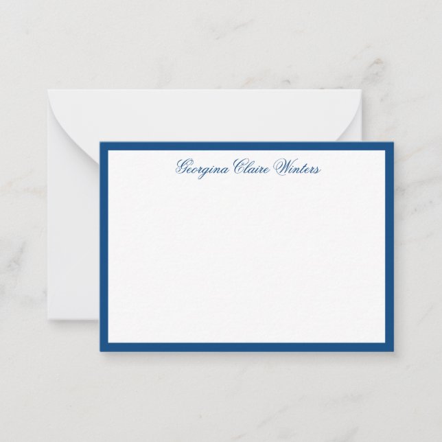 Elegant Navy Blue Personalized Classic Script Card (Front)