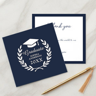 Elegant Navy Blue Personalized Thank You Card