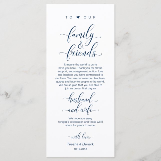 Elegant Navy Blue, Place Setting Thank You Card (Front)