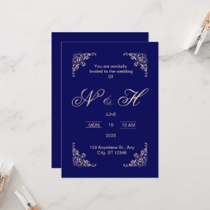  Elegant Navy Blue pop up wedding invitation