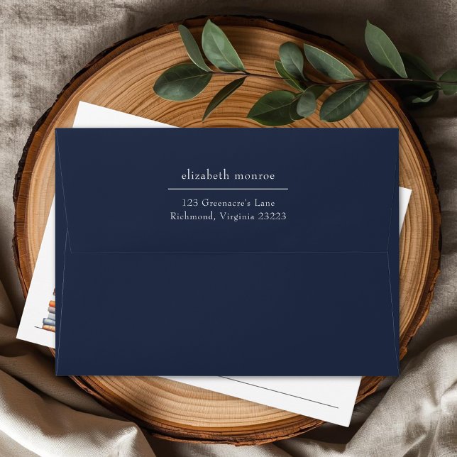 Elegant Navy Blue Return Address Envelope (Creator Uploaded)