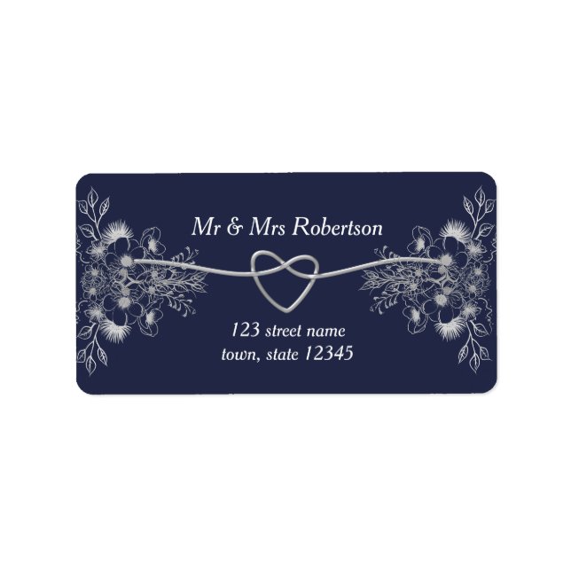 Elegant Navy Blue Return Address Label (Front)