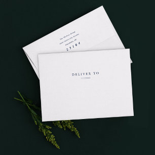 Elegant navy blue return address printed envelope
