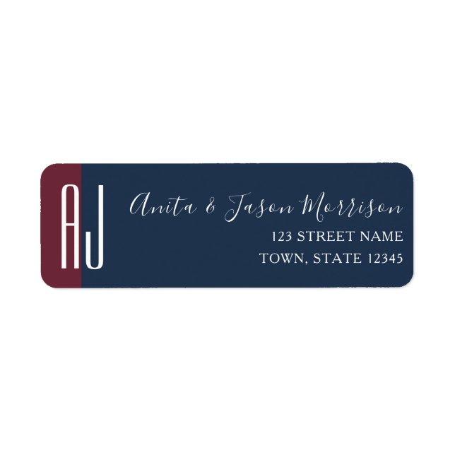 Elegant Navy Blue Return Adresse Label (Devant)
