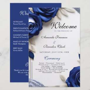 Elegant Navy Blue Roses & Silver Glitter Wedding