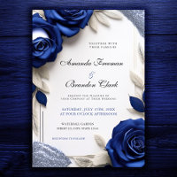 Elegant Navy Blue Roses & Silver Glitter Wedding