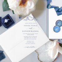 Elegant Navy Blue Royal Crown Wreath Monogram