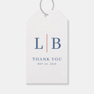 Elegant Navy Blue Serif Wedding Favour Tag