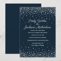 Elegant Navy Blue Silver Diamond Confetti Wedding