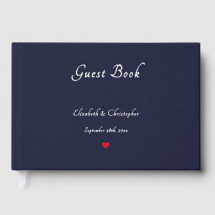 Elegant Navy Blue Silver Foil Weddings Anniversary Guest Book