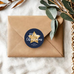 Elegant Navy Blue Star Merry Christmas  Classic Round Sticker<br><div class="desc">Personalized Elegant Navy Blue Star Merry Christmas Classic Round Sticker</div>