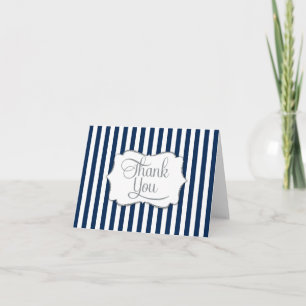 Elegant Navy Blue Stripe Thank You