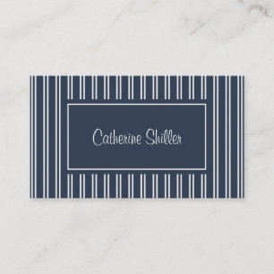 Elegant Navy Blue Stripes Business Card