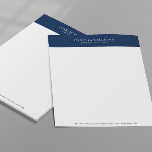 Elegant Navy Blue Thank You After Job Interview Letterhead