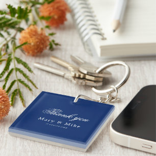 Elegant Navy Blue Thank You Keychain Gift Idea