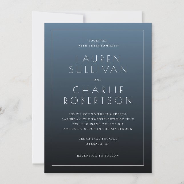 Elegant Navy Blue Typographic Invitation (Front)