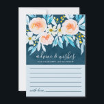 Elegant Navy Blue Watercolor Floral Wedding Advice Card<br><div class="desc">Modern floral wedding advice & wishes card design featuring watercolor flowers and other botanical elements.</div>
