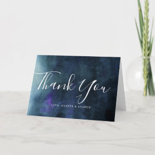 Elegant Navy Blue Watercolor Thank You Card