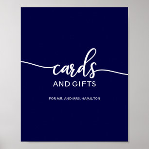 Elegant Navy Blue Wedding Cards And Gifts Sign