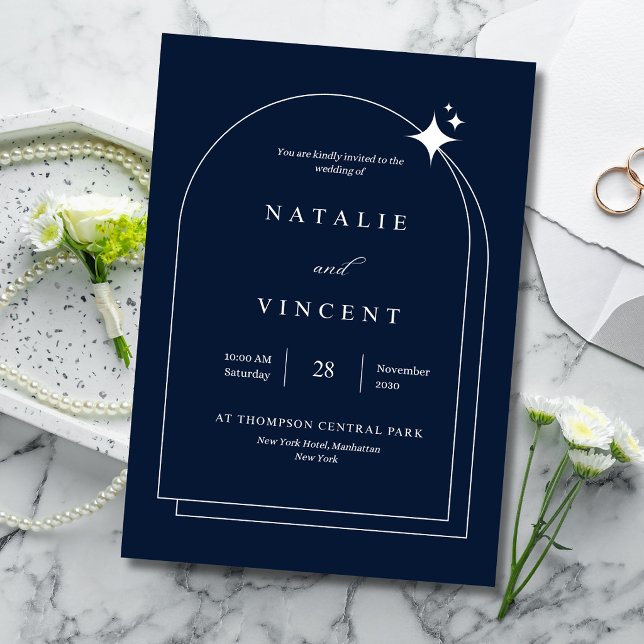 Elegant Navy Blue Wedding Celestial Arch Modern (Creator Uploaded)