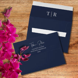 Elegant Navy Blue Wedding  Envelope