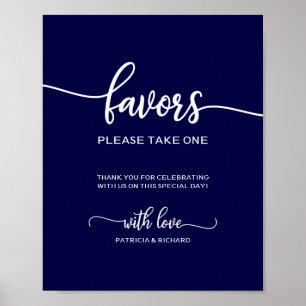 Elegant Navy Blue Wedding Favors Sign