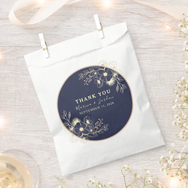 Elegant Navy Blue Wedding Favour Bag (Clipped)