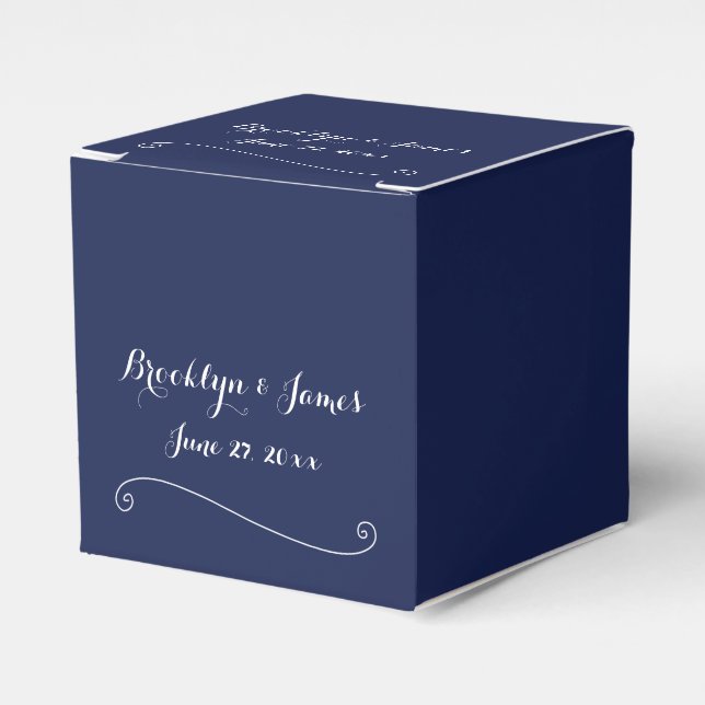 Elegant Navy Blue Wedding Favour Boxes (Front Side)
