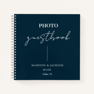 Elegant Navy Blue Wedding Guestbook Notebook
