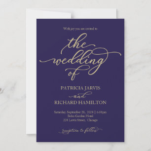 Elegant Navy Blue Wedding Magnetic Invitation