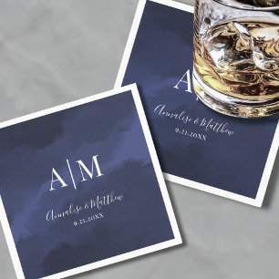 Elegant Navy Blue Wedding Napkin