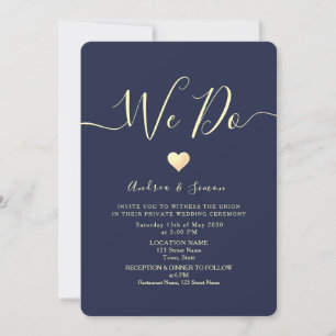 Elegant Navy Blue Wedding Reception Invitation