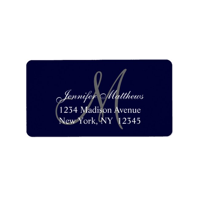 Elegant Navy Blue Wedding RSVP Return Address Label (Front)