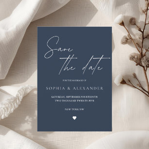Elegant Navy Blue Wedding Save the Date  Invitation