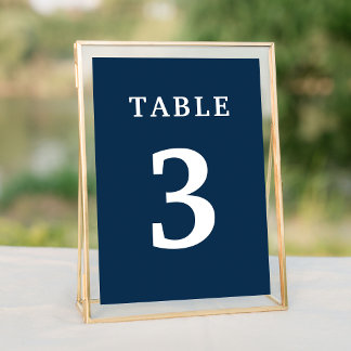 Elegant Navy Blue Wedding Table Number