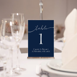 Elegant Navy Blue Wedding Table Number