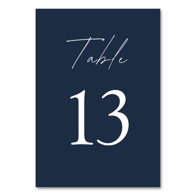 Elegant Navy Blue Wedding  Table Number (Front)