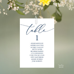 Elegant Navy Blue Wedding Table Seating Chart Number