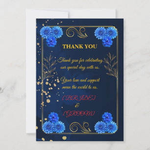 Elegant Navy Blue Wedding Thank You Template