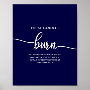 Elegant Navy Blue Wedding These Candles Burn Poster