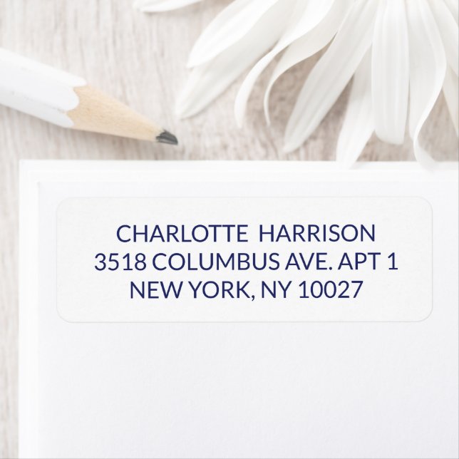 Elegant navy blue white custom return address (Insitu)