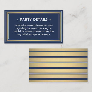 Elegant Navy Blue, White & Gold Faux Foil Details Enclosure Card