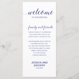 Elegant Navy Blue White Thank You Wedding Guests Program
