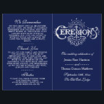 Elegant Navy Blue & White Wedding Ceremony Program<br><div class="desc">Elegant Navy Blue & White Wedding Ceremony Programs.</div>