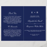 Elegant Navy Blue & White Wedding Program Template<br><div class="desc">Elegant Navy Blue & White Wedding Program Template.</div>