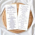 Elegant Navy Blue & White Wedding Program Template<br><div class="desc">Elegant Navy Blue & White Wedding Program Template.</div>
