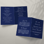 Elegant Navy Blue & White Wedding Program Template<br><div class="desc">Elegant Navy Blue & White Wedding Program Template.</div>