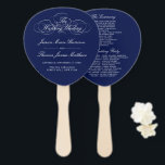 Elegant Navy Blue & White Wedding Program Template Hand Fan<br><div class="desc">Celebrate in style with these trendy wedding program hand fans. This design is easy to personalize with your special event wording and your guests will be thrilled when they receive these fabulous programs.</div>
