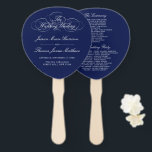 Elegant Navy Blue & White Wedding Program Template Hand Fan<br><div class="desc">Celebrate in style with these trendy wedding program hand fans. This design is easy to personalize with your special event wording and your guests will be thrilled when they receive these fabulous programs.</div>