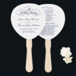 Elegant Navy Blue & White Wedding Program Template Hand Fan<br><div class="desc">Celebrate in style with these trendy wedding program hand fans. This design is easy to personalize with your special event wording and your guests will be thrilled when they receive these fabulous programs.</div>